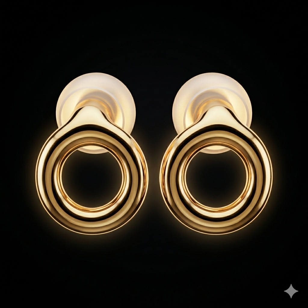RavEars Limited Edition collection of high-fidelity festival earplugs in premium metallic rose gold, silver, emerald, and purple, displayed in open circular cases on a black marble surface for raves and concerts.